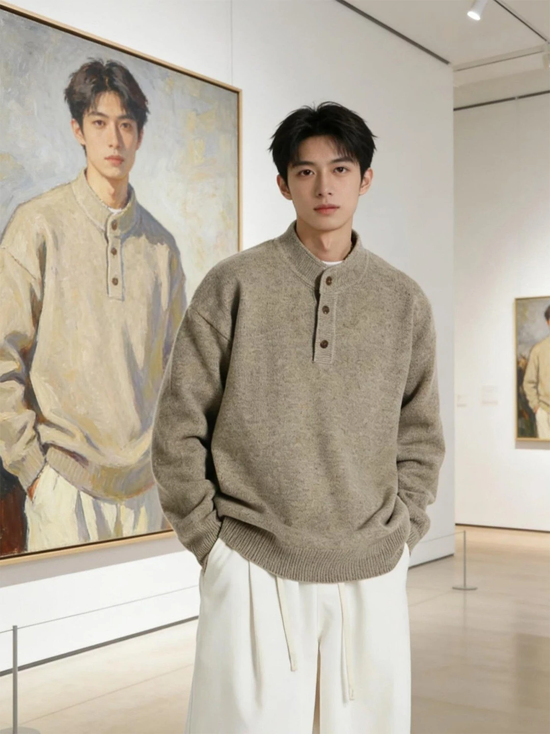 Thickened Henry Collar Knitted Sweater Men's Winter American Style Base Layer Top Lazy Casual Loose Fit Soft Comfortable
Thickened Henry Collar Knitted Sweater Men's Winter American Style Base Layer Top Lazy Casual Loose Fit Soft Comfortable
