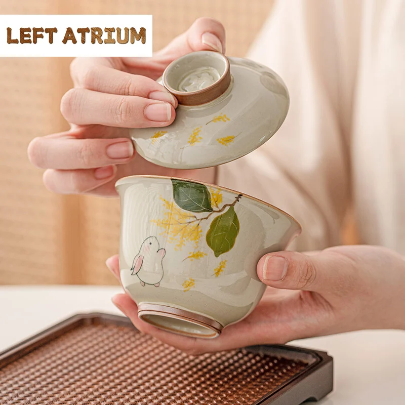 150ml Plant Ash Gaiwan Hand-painted Cute Rabbit Ceramic Ercai Tea Tureen Teacup Tea Bowl Anti-scald High-end Kung Fu Tea Set
150ml Plant Ash Gaiwan Hand-painted Cute Rabbit Ceramic Ercai Tea Tureen Teacup Tea Bowl Anti-scald High-end Kung Fu Tea Set