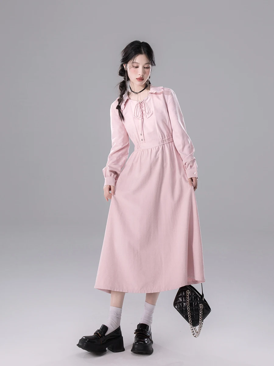 Платье COTRE Pink Law Escape с воротником, отделанным тюлем, повседневное, с длинными рукавами, V-образным вырезом, А-силуэта, для женщин, осеннее
Платье COTRE Pink Law Escape с воротником, отделанным тюлем, повседневное, с длинными рукавами, V-образным вырезом, А-силуэта, для женщин, осеннее