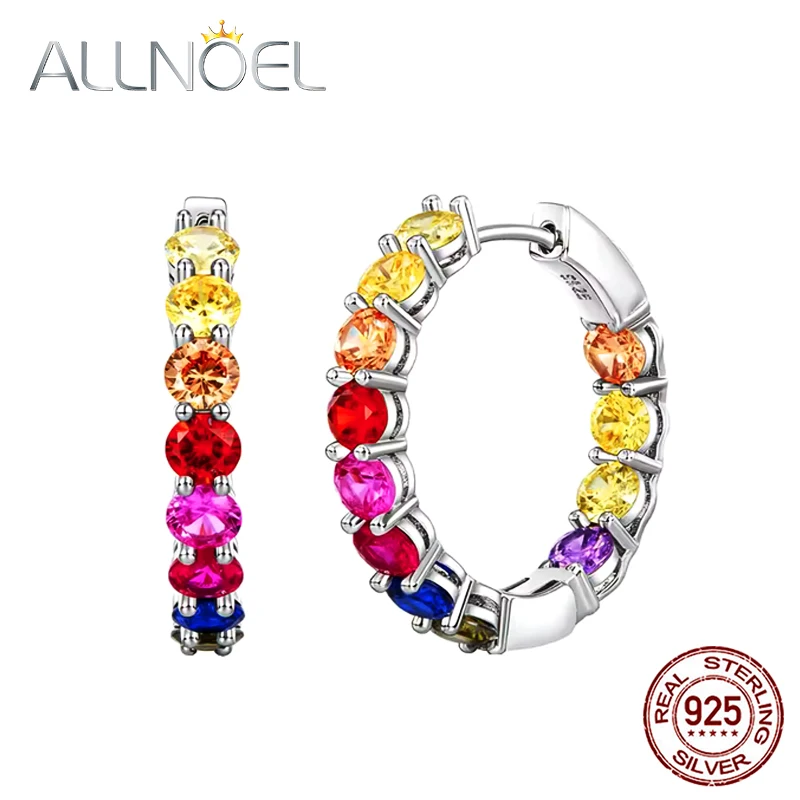 ALLNOEL 925 Sterling Silver Hoop Earrings For Women Colorful Zircon Rainbow Crystal brincos серьги pendientes Fine Jewelry
ALLNOEL 925 Sterling Silver Hoop Earrings For Women Colorful Zircon Rainbow Crystal brincos серьги pendientes Fine Jewelry