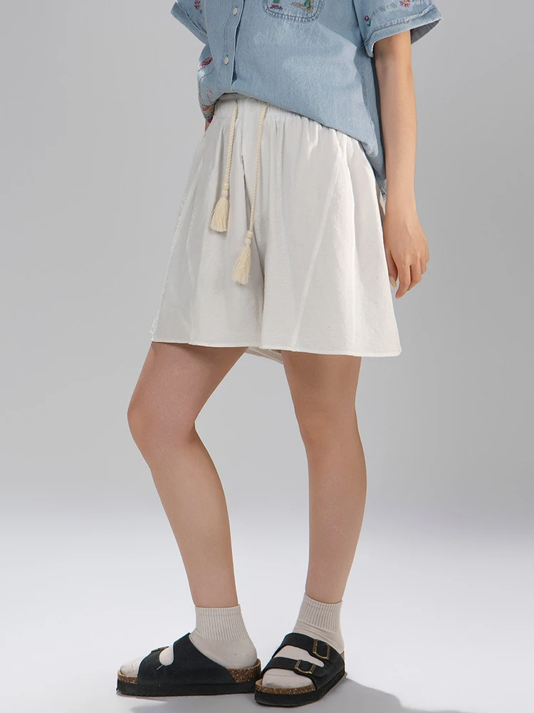 White A-Line Short Pants Women's Summer Thin Loose Wide Leg Quater Skirt Pants High Waist Tassel Belted Casual Commute Style
White A-Line Short Pants Women's Summer Thin Loose Wide Leg Quater Skirt Pants High Waist Tassel Belted Casual Commute Style
