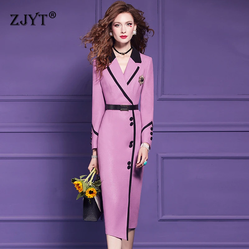 ZJYT Autumn 2024 Elegant Chic Ladies Formal Business Work Dress Woman Long Sleeve Notched Slim Straight Midi Dress Plus Size 3XL
ZJYT Autumn 2024 Elegant Chic Ladies Formal Business Work Dress Woman Long Sleeve Notched Slim Straight Midi Dress Plus Size 3XL