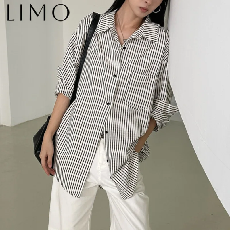 LIMO Women's Long Sleeve Striped Shirt Asymmetrical Pocket Slim Fit Casual Loose Blouse Elegant Daily Wear Lazy Chic
LIMO Women's Long Sleeve Striped Shirt Asymmetrical Pocket Slim Fit Casual Loose Blouse Elegant Daily Wear Lazy Chic