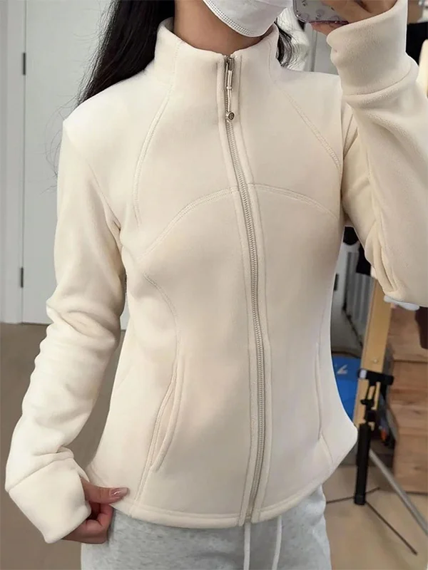 Women's Thickened Fleece Hoodie Cardigan Stand Collar Yoga Warm Top Slim Fit Short Style Autumn Winter Outerwear Coat
Women's Thickened Fleece Hoodie Cardigan Stand Collar Yoga Warm Top Slim Fit Short Style Autumn Winter Outerwear Coat