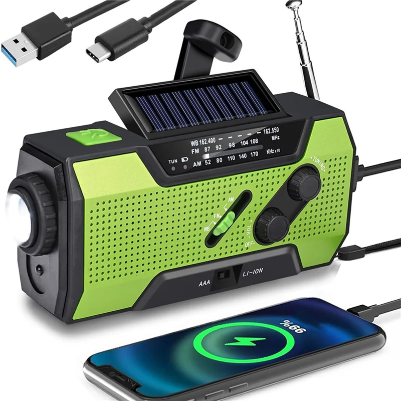AS95-2X Emergency Weather Radio Hand Crank Portable Solar Charging With AM/FM/NOAA LED Flashlight SOS Alert 2000Mah
AS95-2X Emergency Weather Radio Hand Crank Portable Solar Charging With AM/FM/NOAA LED Flashlight SOS Alert 2000Mah