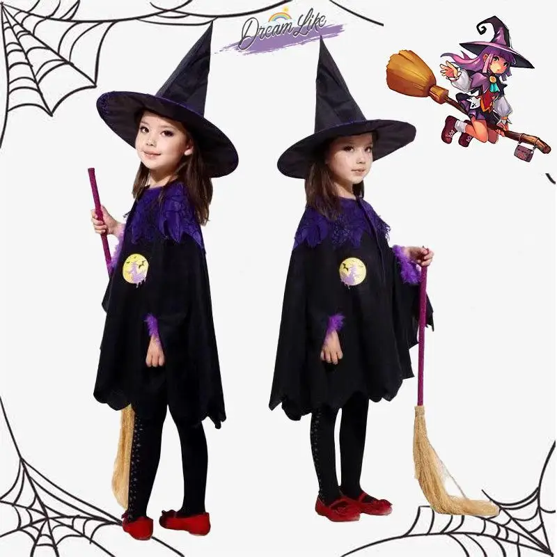 Halloween Children's Performance Witch Costume Set Girls' Witch Outfit Three-Vinyl Fiber 100% Stage Performance Cloak
Halloween Children's Performance Witch Costume Set Girls' Witch Outfit Three-Vinyl Fiber 100% Stage Performance Cloak