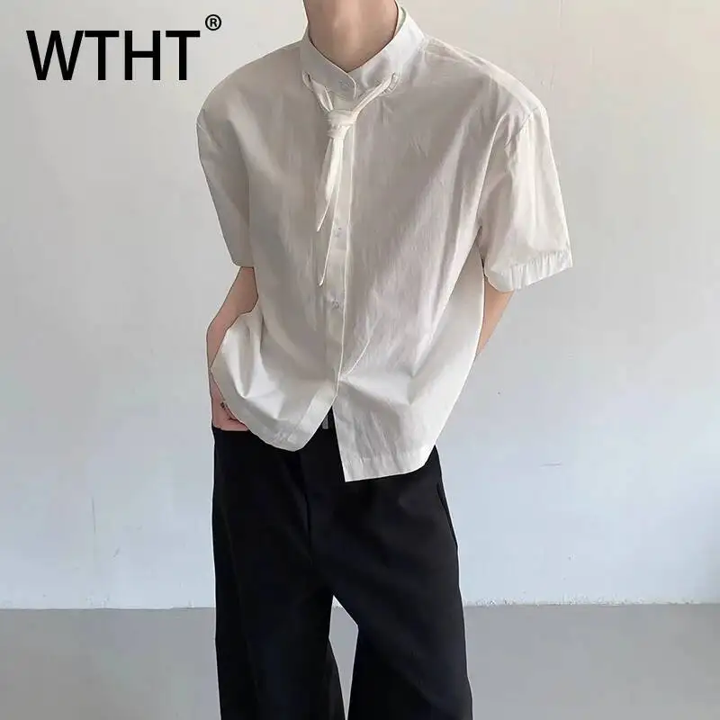 WTHT Fashion 2026 Summer Men‘s Solid Color Ribbon Loose Shirts Trendy Short Sleeves Stand Collar Tops Male 2A2898
WTHT Fashion 2026 Summer Men‘s Solid Color Ribbon Loose Shirts Trendy Short Sleeves Stand Collar Tops Male 2A2898
