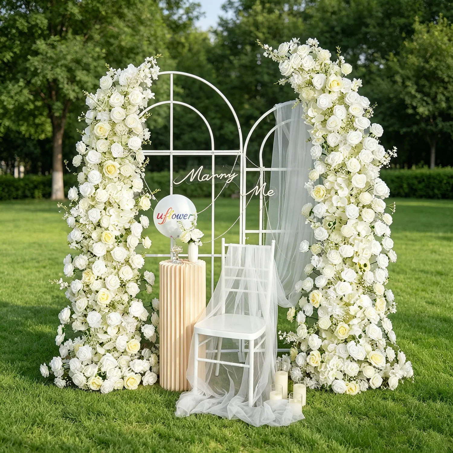 Uflower White Hyacinth Rose Floral Arrangement Horn Arch Wedding Backdrop Decoration Floor Flower Row Event Stage Party Props
Uflower White Hyacinth Rose Floral Arrangement Horn Arch Wedding Backdrop Decoration Floor Flower Row Event Stage Party Props