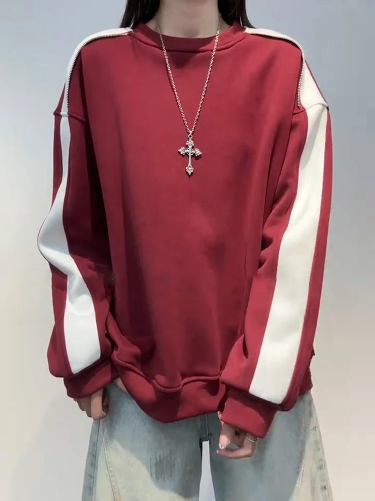 Red Patchwork Color Blo round Ne Sweatirt Men's Thiened Fce Long Sve Sweatirt Heavyweight oulder Line T-irt
Red Patchwork Color Blo round Ne Sweatirt Men's Thiened Fce Long Sve Sweatirt Heavyweight oulder Line T-irt