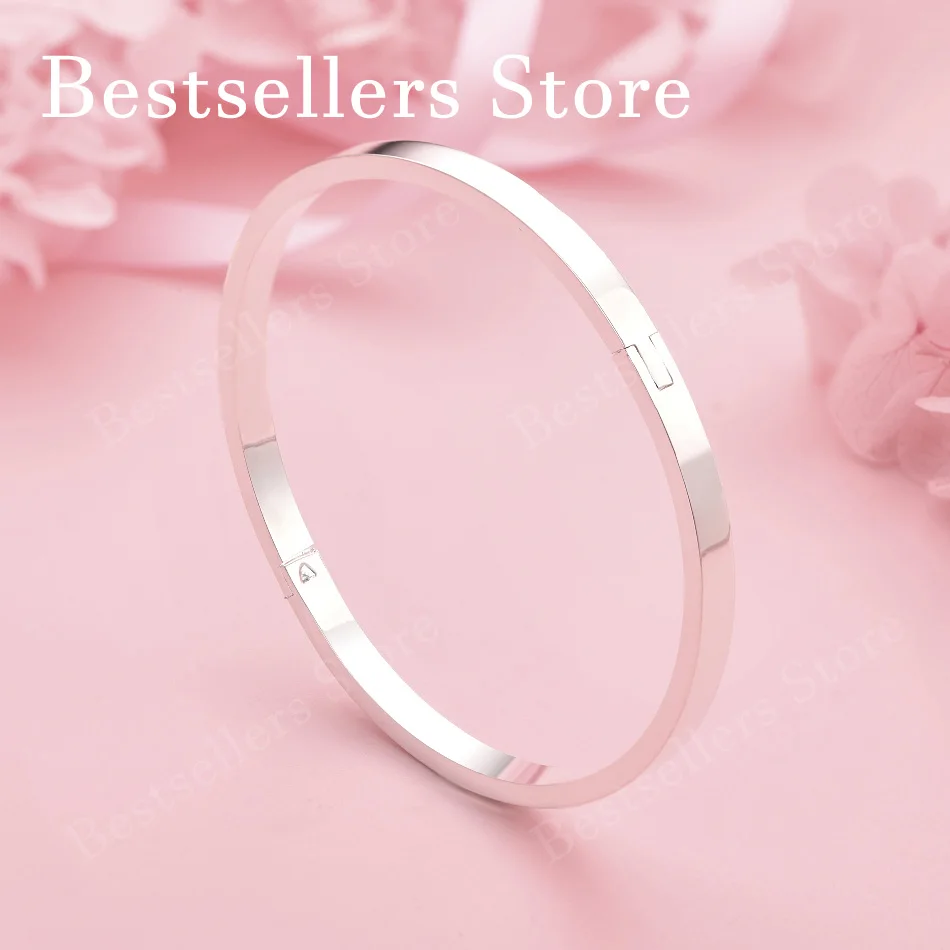 925 Sterling Silver Simple Smooth Clasp Bangle for Women, Fashionable Engagement Accessory, Party Jewelry
925 Sterling Silver Simple Smooth Clasp Bangle for Women, Fashionable Engagement Accessory, Party Jewelry