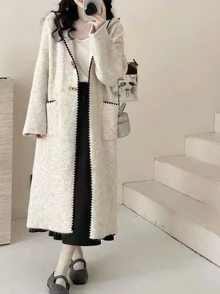 Women's Loose Knitted Hat Sweatirt with Big kets Autumn Winter Warm Small Fraance Sle Button Sweater Coat Cotton
Women's Loose Knitted Hat Sweatirt with Big kets Autumn Winter Warm Small Fraance Sle Button Sweater Coat Cotton