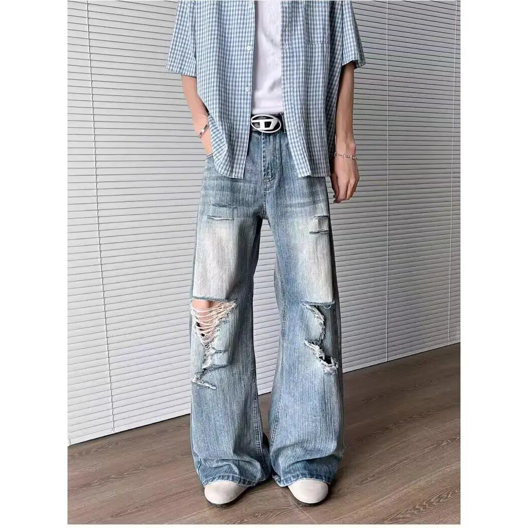 Washed Distressed Straight Leg Loose Fit Men's Jeans Spring Autumn High Street Style Long Pants Cotton Polyester Blend
Washed Distressed Straight Leg Loose Fit Men's Jeans Spring Autumn High Street Style Long Pants Cotton Polyester Blend