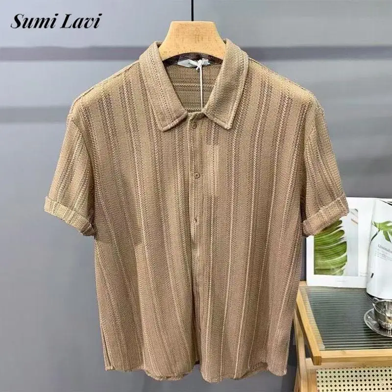 2025 Summer New Casual Hollow Out Shirts Men Knitting Short Sleeve Buttoned Lapel Cardigan Mens Fashion Short Sleeve Knit Shirt
2025 Summer New Casual Hollow Out Shirts Men Knitting Short Sleeve Buttoned Lapel Cardigan Mens Fashion Short Sleeve Knit Shirt
