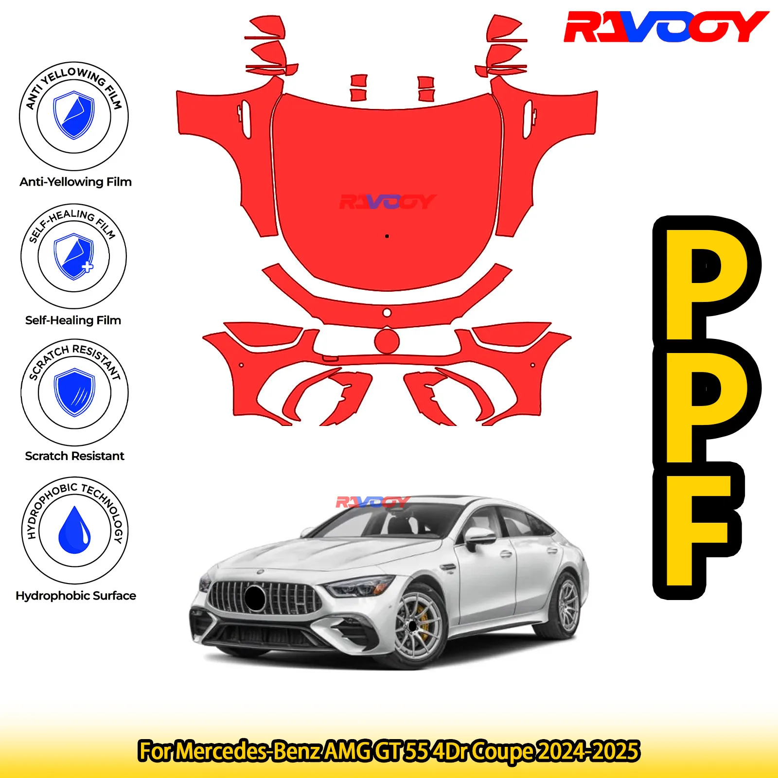 For Mercedes-Benz AMG GT 55 4Dr Coupe 2024-2025 Glossy Matte Black Precut front PPF Kit Paint Protection Film
For Mercedes-Benz AMG GT 55 4Dr Coupe 2024-2025 Glossy Matte Black Precut front PPF Kit Paint Protection Film