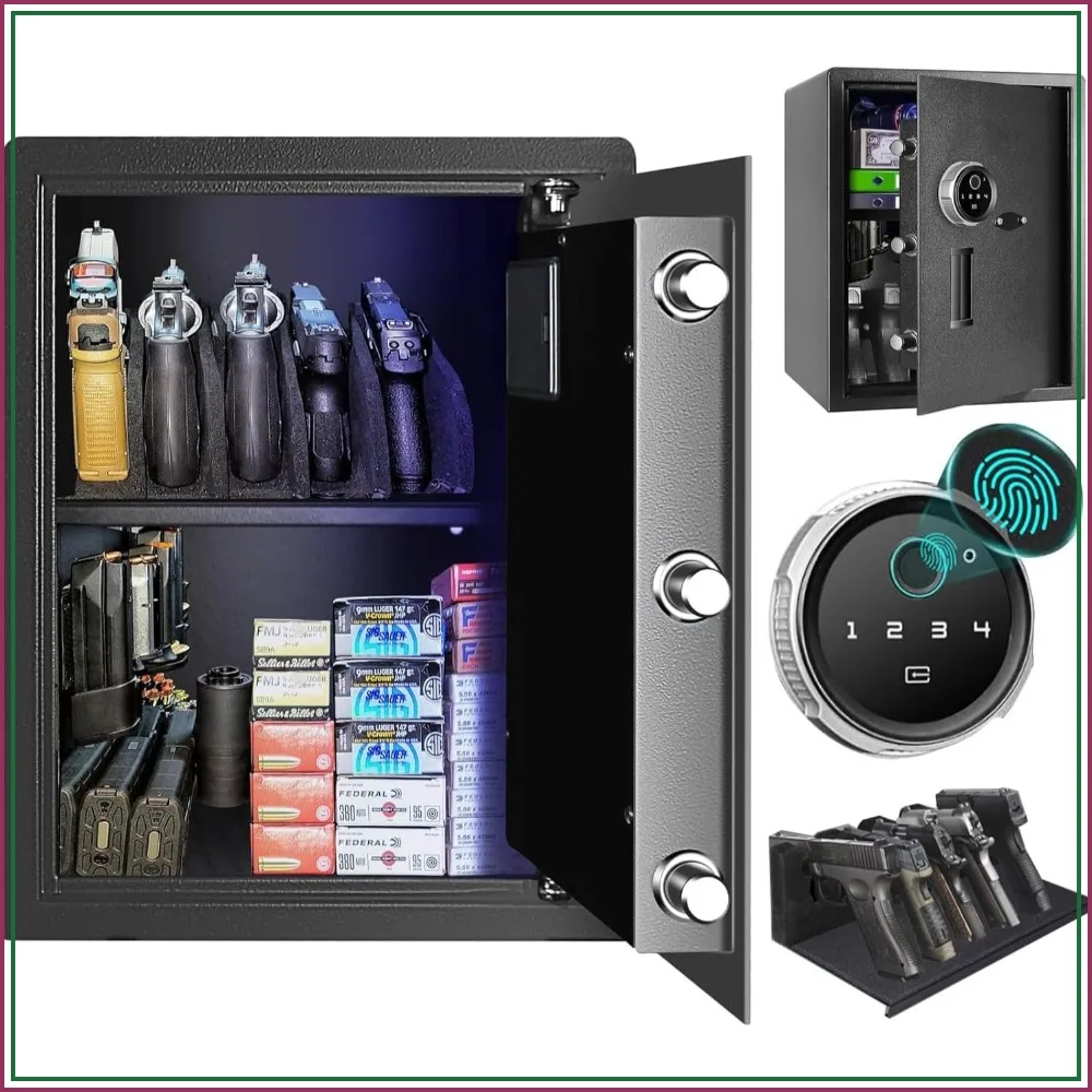 Security Biometric Fingerprint Safe, Steel Lock Box for Home/Office/Hotel, Secure Handgun, Documents, Jewelry, Valuables - 1.8 Cubic Feet Metal Black, 13x13.75x19.8 inches
Security Biometric Fingerprint Safe, Steel Lock Box for Home/Office/Hotel, Secure Handgun, Documents, Jewelry, Valuables - 1.8 Cubic Feet Metal Black, 13x13.75x19.8 inches