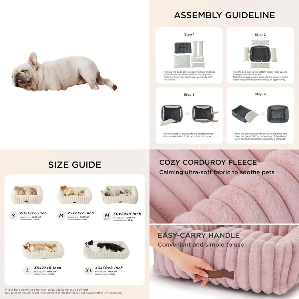 Medium-Sized Orthopedic Dog Bed with Removable Cover, 30x24x8in, Blush Pink
Medium-Sized Orthopedic Dog Bed with Removable Cover, 30x24x8in, Blush Pink