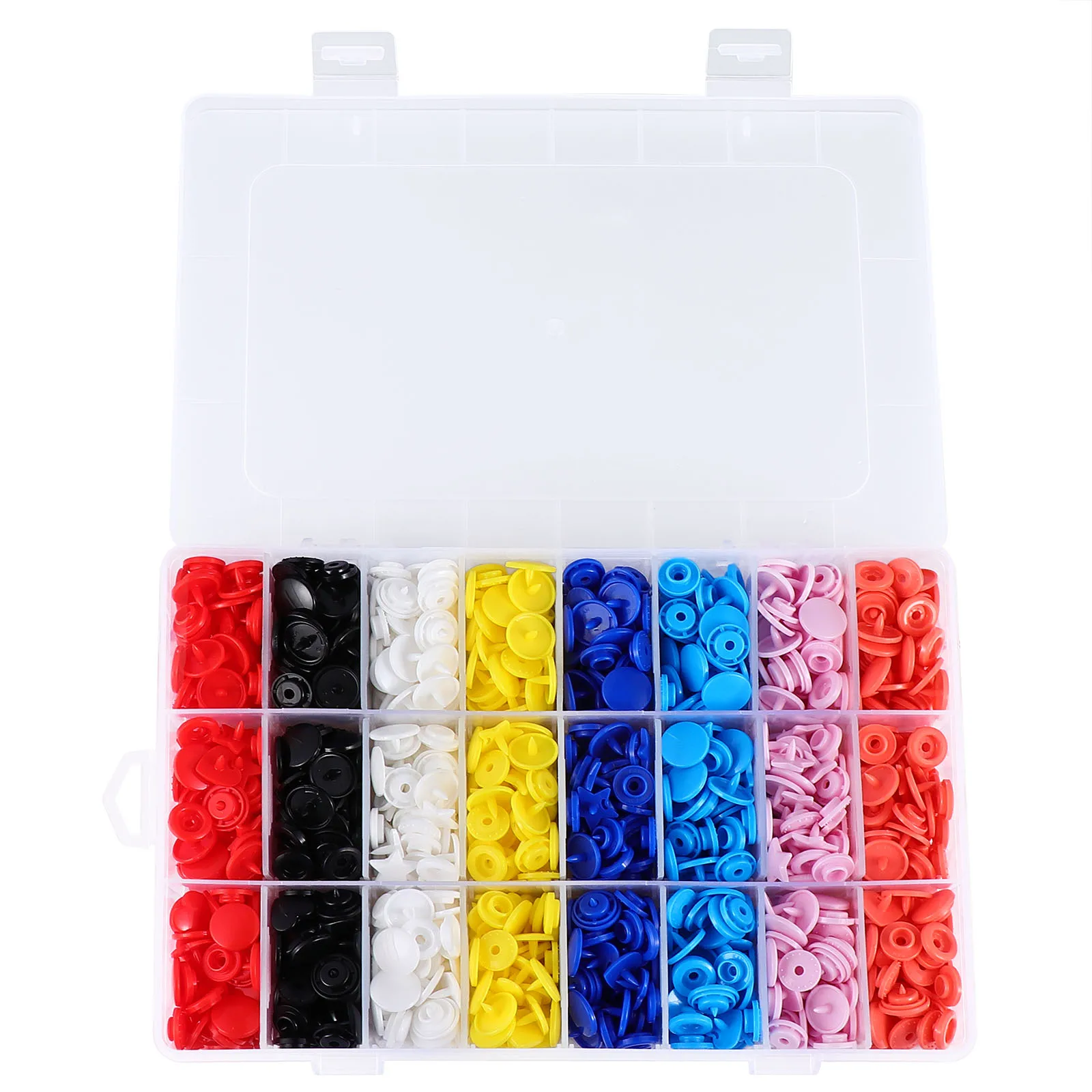 360 Sets Snap Fastener Buttons Complete Kits Plastic for Clothing DIY Sewing Resin Fabric Accessories Child Wear
360 Sets Snap Fastener Buttons Complete Kits Plastic for Clothing DIY Sewing Resin Fabric Accessories Child Wear