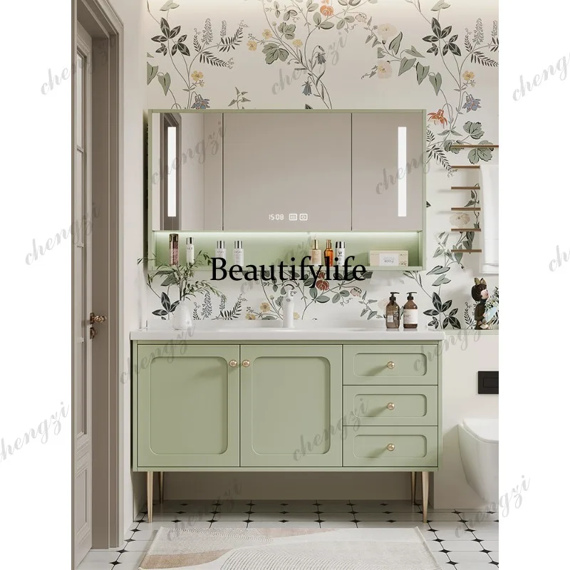 French bathroom cabinet rock slab seamless ceramic integrated cream wind hand wash basin cabinet oak washstand
French bathroom cabinet rock slab seamless ceramic integrated cream wind hand wash basin cabinet oak washstand