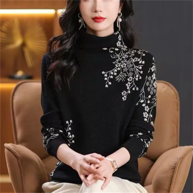 High-neck Pullover Women Knitted Sweaters Warm Base Top Autumn Winter Woman Sweater Jacquard Knitwear Casual Female Sweater
High-neck Pullover Women Knitted Sweaters Warm Base Top Autumn Winter Woman Sweater Jacquard Knitwear Casual Female Sweater