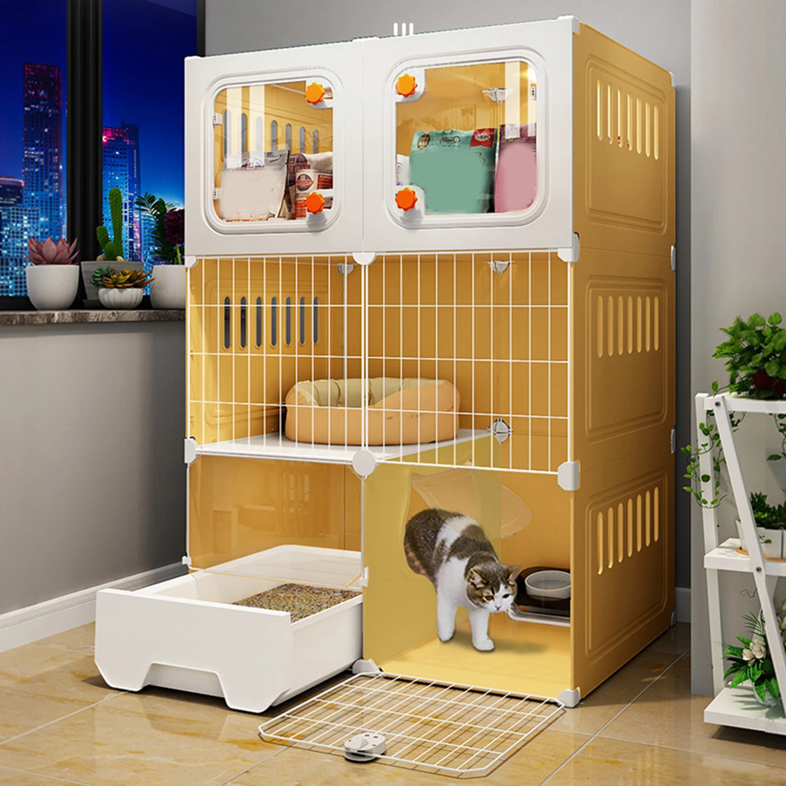 Household Indoor Cage with Cat Bed DIY Metal Wire Cat Kennel Scratcher Indoor Pet Cat House Cats Litter Box for Cats Villa
Household Indoor Cage with Cat Bed DIY Metal Wire Cat Kennel Scratcher Indoor Pet Cat House Cats Litter Box for Cats Villa