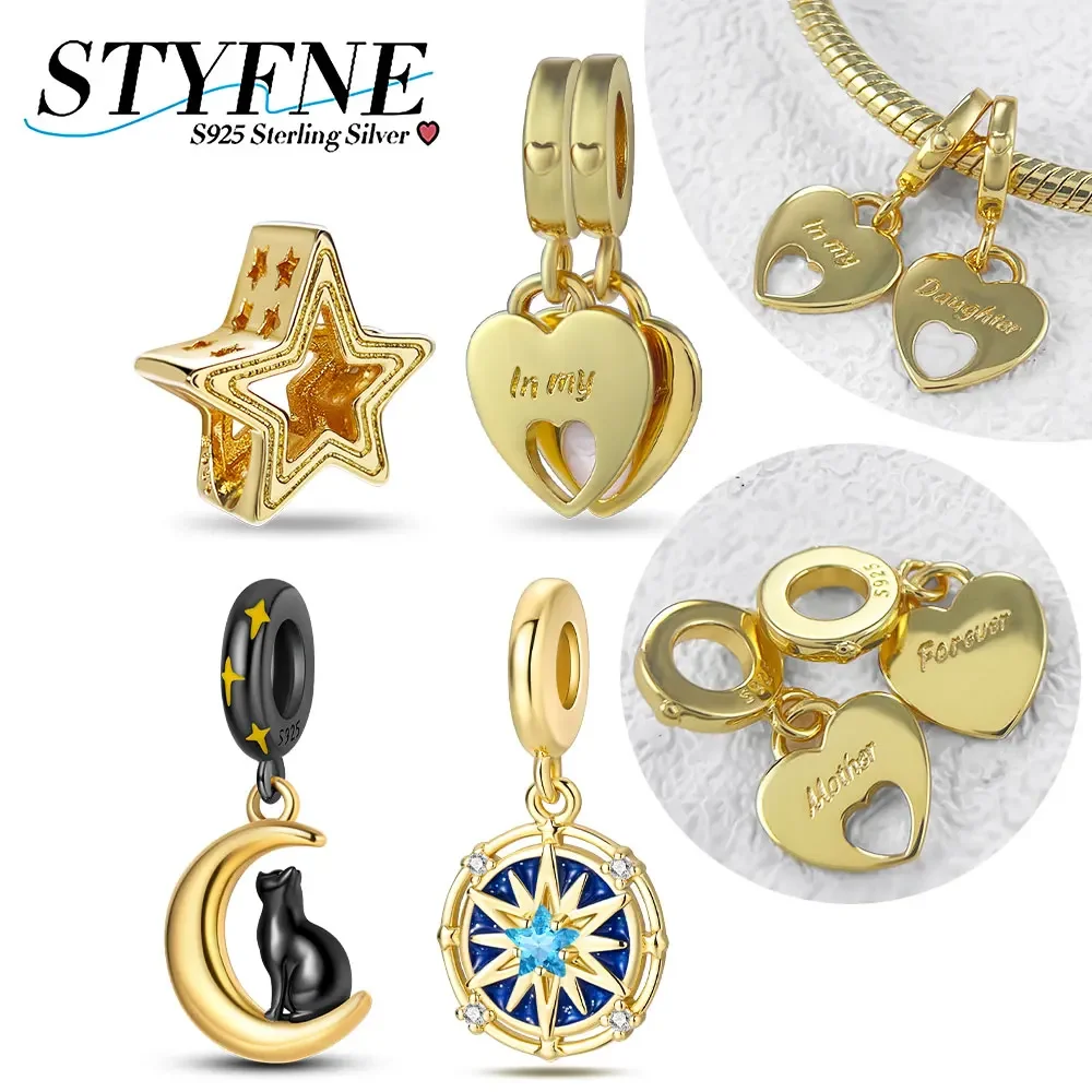 925 Sterling Silver Moon Moon Black Cat Pendant Mysterious Star Beads Fit Original Bracelet Accessories Jewelry Gift
925 Sterling Silver Moon Moon Black Cat Pendant Mysterious Star Beads Fit Original Bracelet Accessories Jewelry Gift