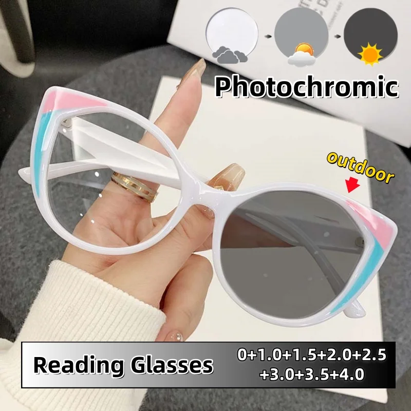 Versatile and High-end Cat-eye Photochromic Reading Glasses Unisex Protect Eyes Personality Far Sight Eyeglasses 0 To +4.0
Versatile and High-end Cat-eye Photochromic Reading Glasses Unisex Protect Eyes Personality Far Sight Eyeglasses 0 To +4.0