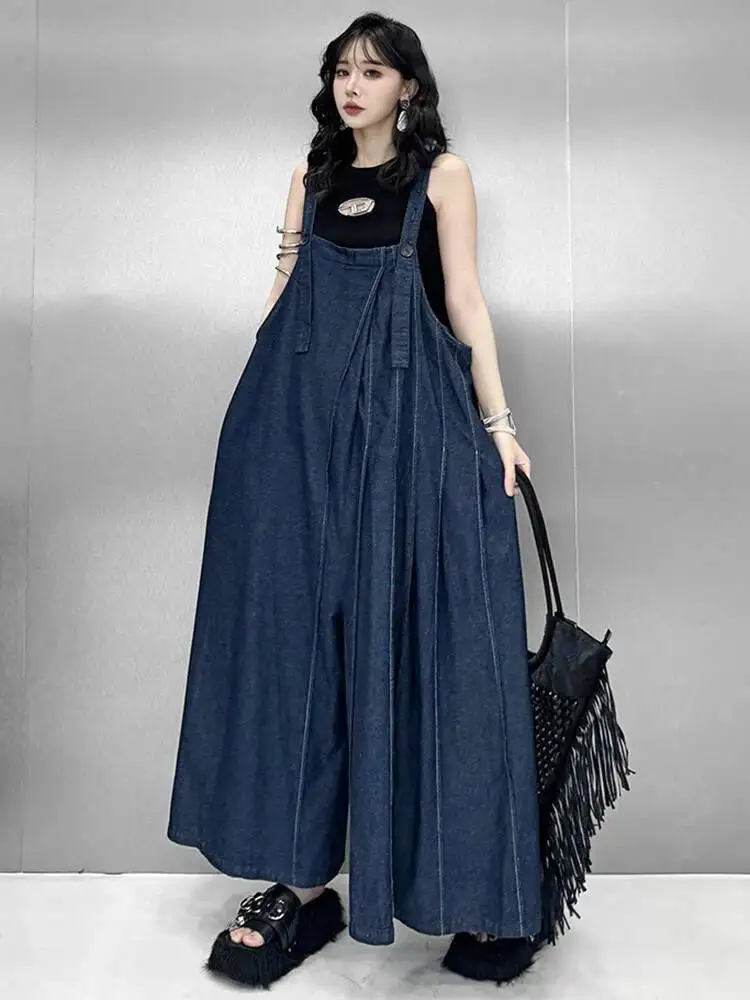 High Waist Blue Denim Pleated Big Size Long Overalls Pants New Trousers Women Fashion Tide Spring Autumn
High Waist Blue Denim Pleated Big Size Long Overalls Pants New Trousers Women Fashion Tide Spring Autumn