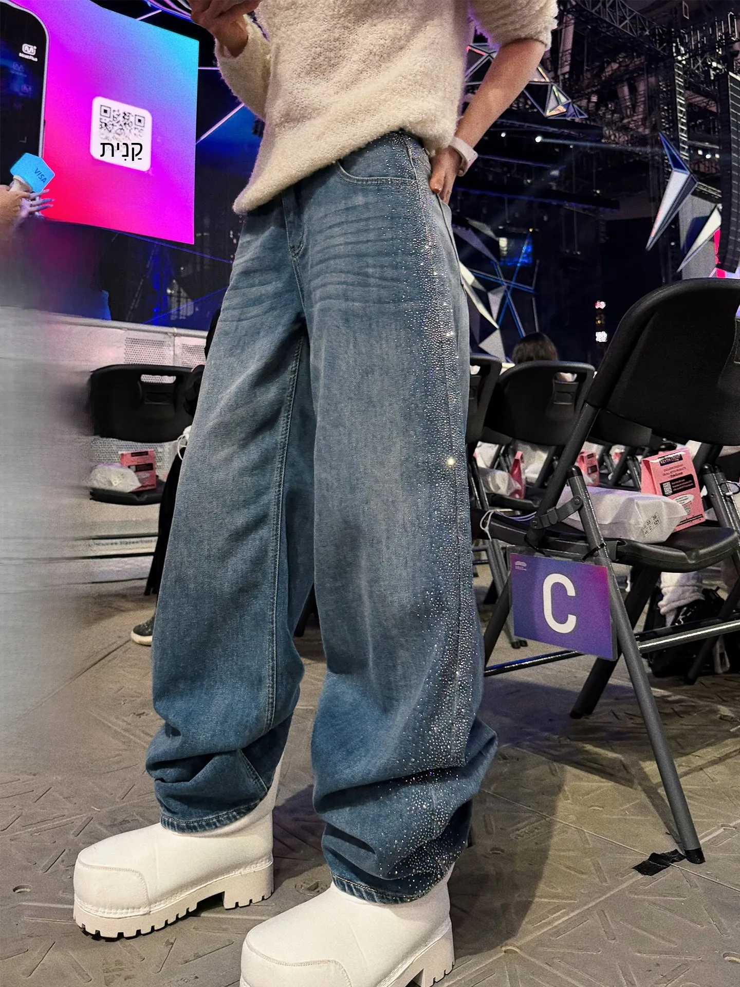 Liu Wan Jun Korean Sle Rhinestone Embellied Thiened Cotton Titanium Alloy Jeans Women's Loose Straight Leg Jeans
Liu Wan Jun Korean Sle Rhinestone Embellied Thiened Cotton Titanium Alloy Jeans Women's Loose Straight Leg Jeans