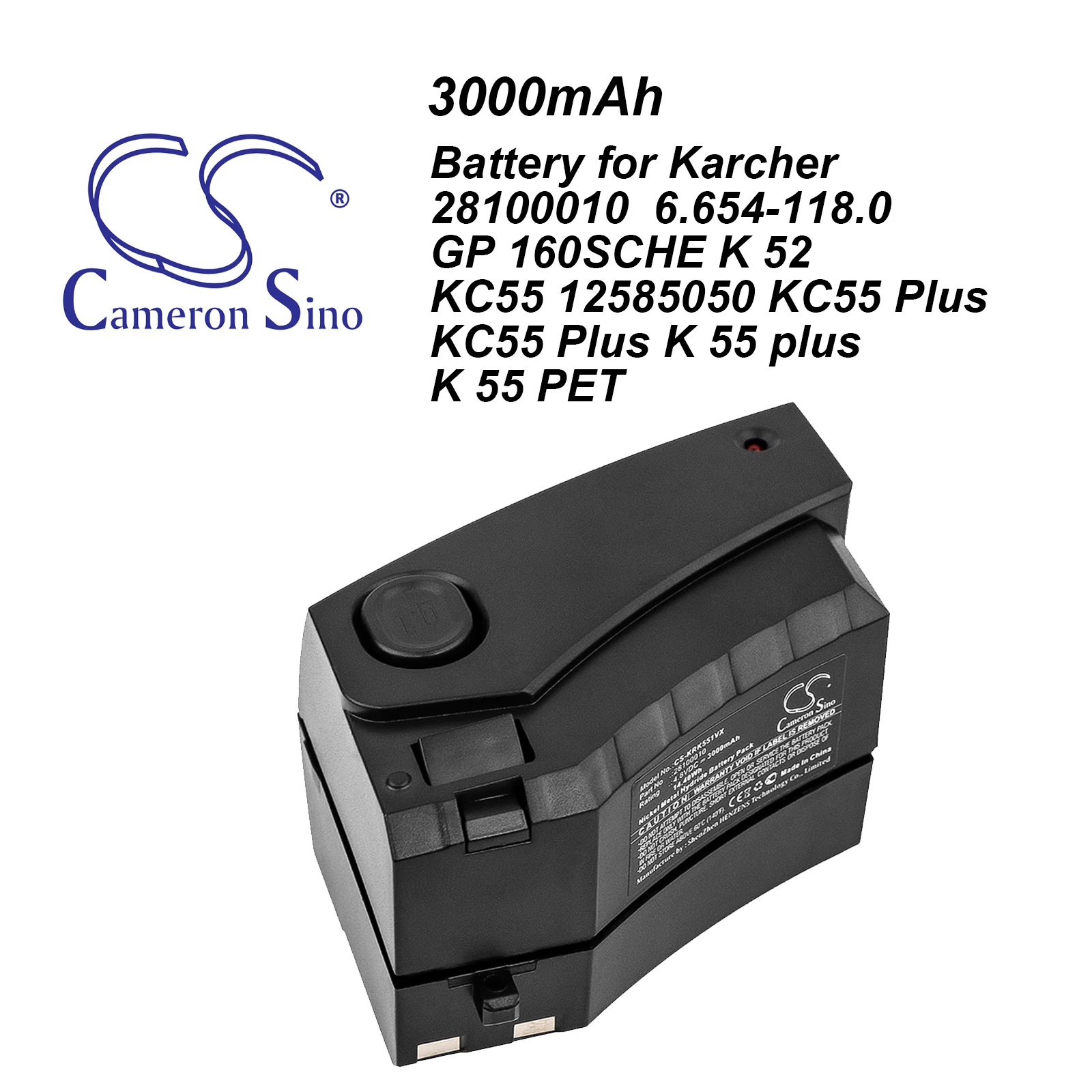 Аккумулятор CS 3000 мАч 28100010,6.654-118.0, GP 160SCHE, AM1514, OSM-SC1500P, 4KR-1500SC/V для Karcher KC55, K55, K65.0,12585050
Аккумулятор CS 3000 мАч 28100010,6.654-118.0, GP 160SCHE, AM1514, OSM-SC1500P, 4KR-1500SC/V для Karcher KC55, K55, K65.0,12585050