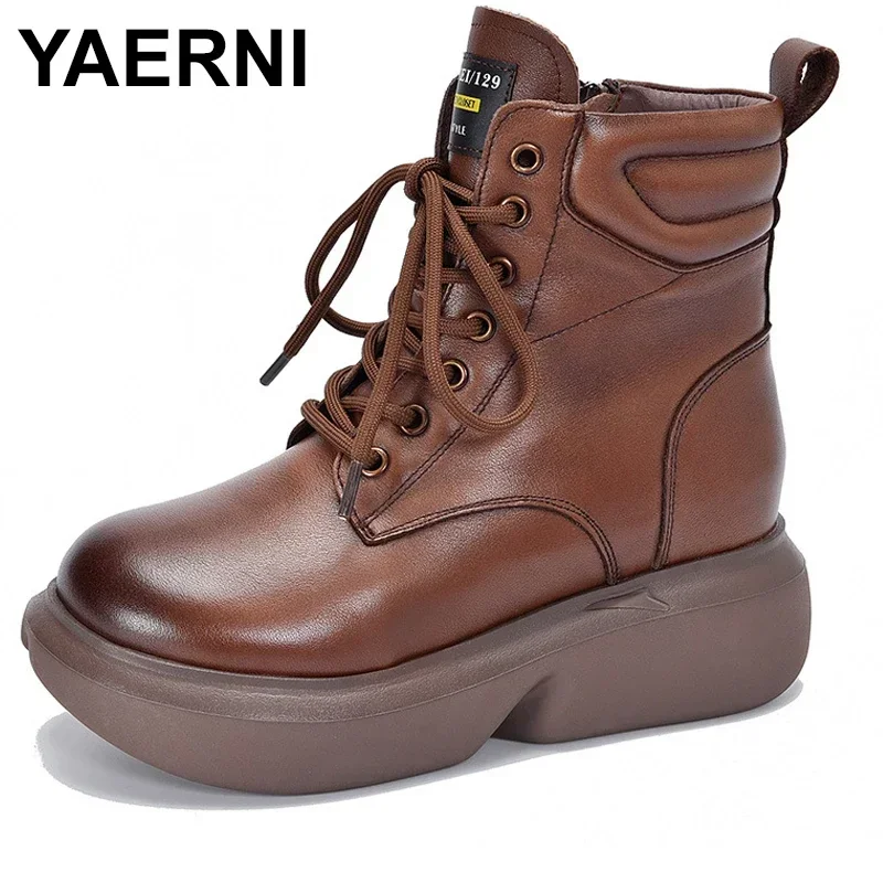5.5cm Natural Genuine Leather Autumn spring Platform Ankle Mid Calf Chunky Combat Booties Woman Ladies Shoes
5.5cm Natural Genuine Leather Autumn spring Platform Ankle Mid Calf Chunky Combat Booties Woman Ladies Shoes
