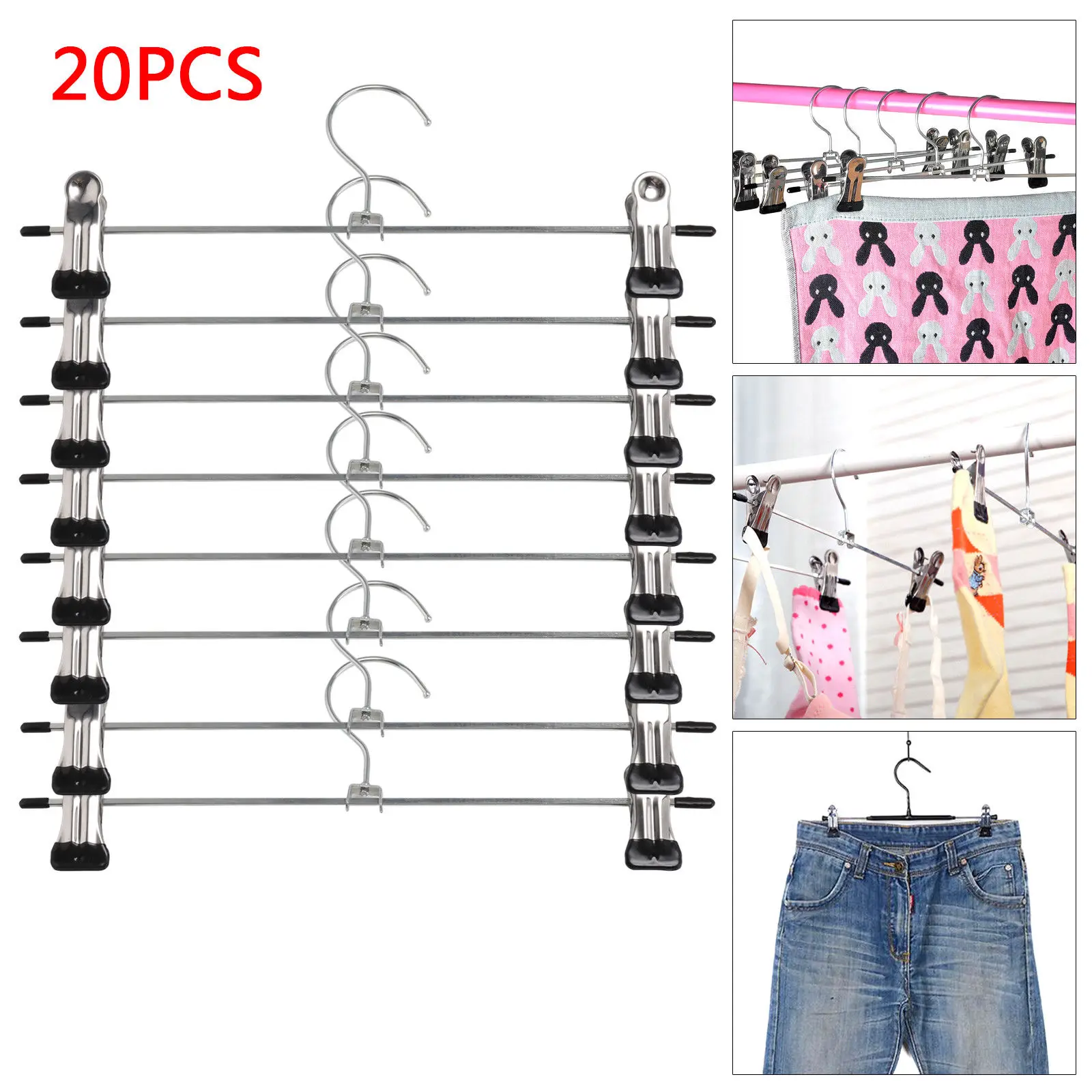 20 Pcs Anti-slip Trouser Rack Convenient Clothes Hanger Drying Stainless Steel Clip Rust-resistant
20 Pcs Anti-slip Trouser Rack Convenient Clothes Hanger Drying Stainless Steel Clip Rust-resistant