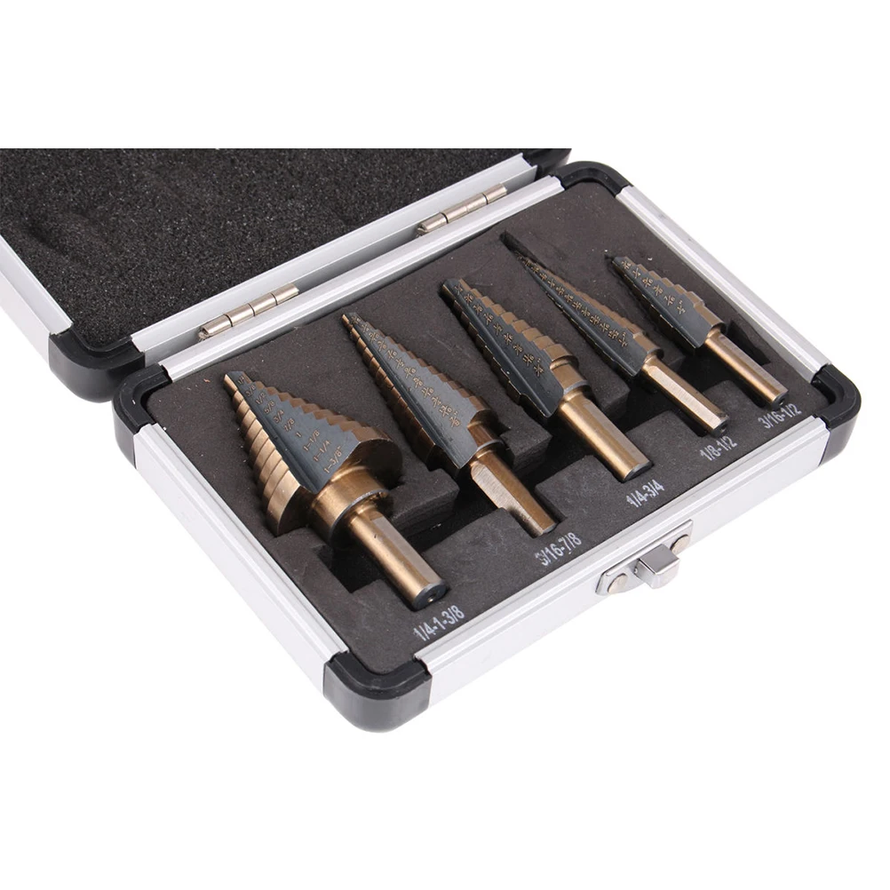 5Pcs Steel Drill Bits Titanium Coated Cone Step Drill Hole Wood Metal Plastic Electric Log Splitter Tools
5Pcs Steel Drill Bits Titanium Coated Cone Step Drill Hole Wood Metal Plastic Electric Log Splitter Tools