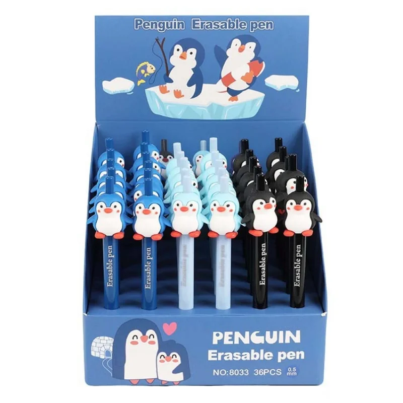 36pcs/lot Creative Penguin Erasable Gel Pen Cute 0.5mm Blue Ink Signature Pens Promotional Gift Office School Supplies
36pcs/lot Creative Penguin Erasable Gel Pen Cute 0.5mm Blue Ink Signature Pens Promotional Gift Office School Supplies
