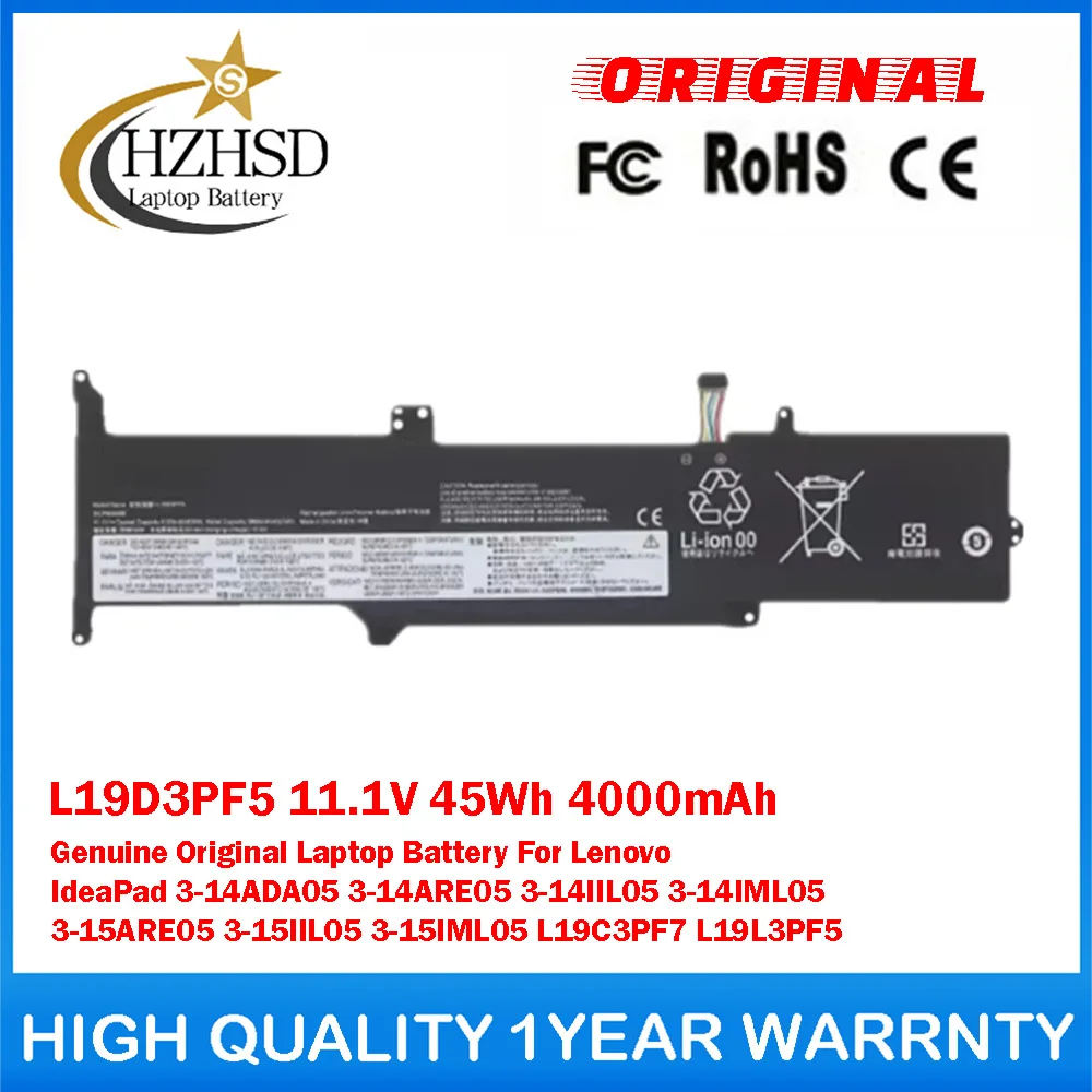 L19D3PF5 11.1V 45Wh 4000mAh L19C3PF7 L19L3PF5 Оригинальный аккумулятор для ноутбука Lenovo IdeaPad 3-14ADA05 3-14ARE05 3-14IIL05
L19D3PF5 11.1V 45Wh 4000mAh L19C3PF7 L19L3PF5 Оригинальный аккумулятор для ноутбука Lenovo IdeaPad 3-14ADA05 3-14ARE05 3-14IIL05