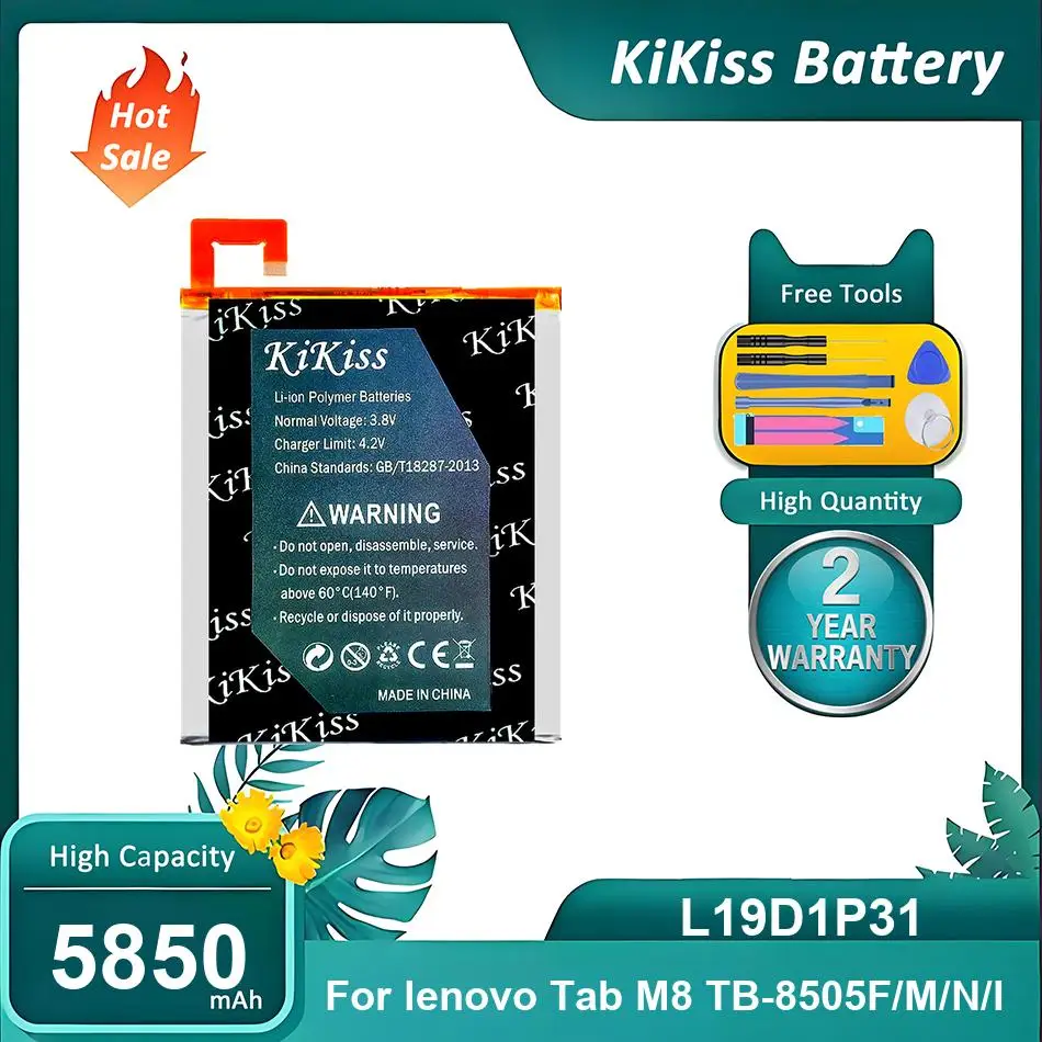 KiKiss Battery For lenovo Tab M8 TB-8505F/M/N/I,L19D1P31,5850mAh
KiKiss Battery For lenovo Tab M8 TB-8505F/M/N/I,L19D1P31,5850mAh