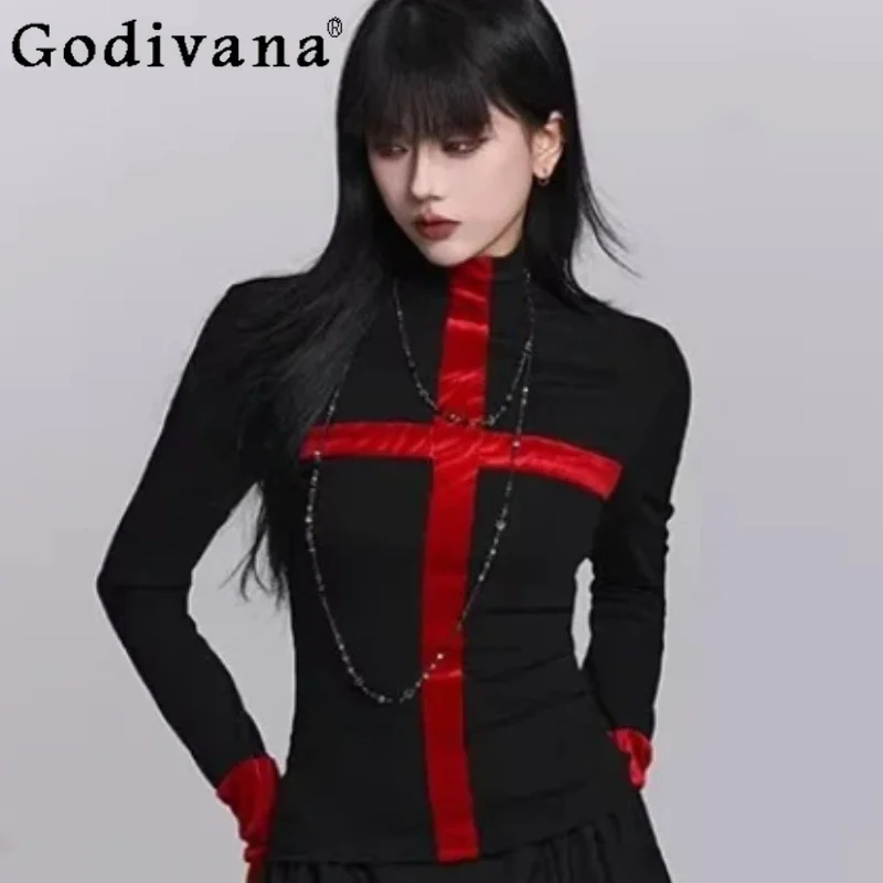 Autumn Winter Fashion Gothic Black Semi-turtleneck Bottoming Top Punk Subculture Slim Versatile Age-reducing Long Sleeve Tops
Autumn Winter Fashion Gothic Black Semi-turtleneck Bottoming Top Punk Subculture Slim Versatile Age-reducing Long Sleeve Tops