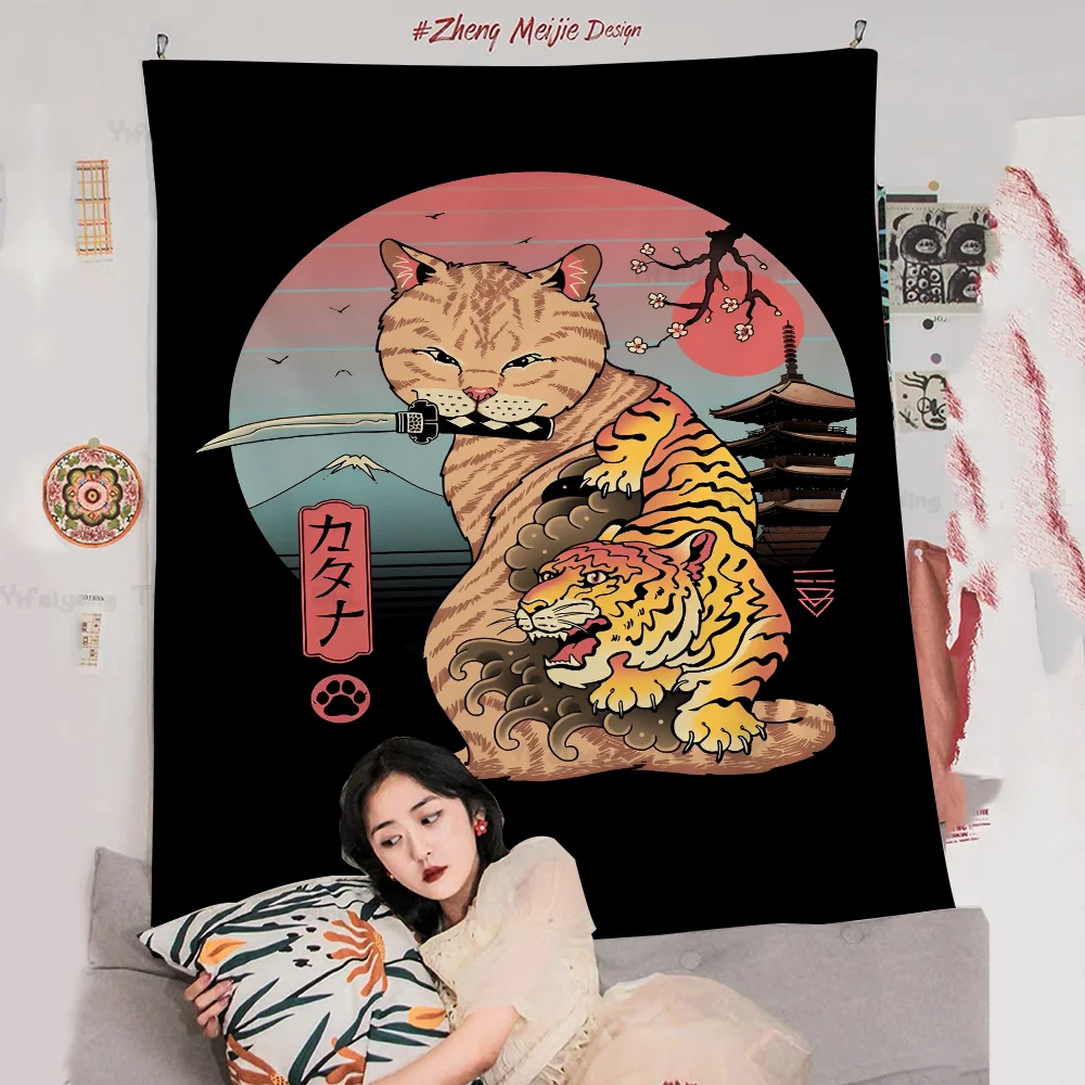 Samurai Cat Black Background Wall Tapestry Home Decoration Hippie Bohemian Decoration Divination INS Home Decor
Samurai Cat Black Background Wall Tapestry Home Decoration Hippie Bohemian Decoration Divination INS Home Decor