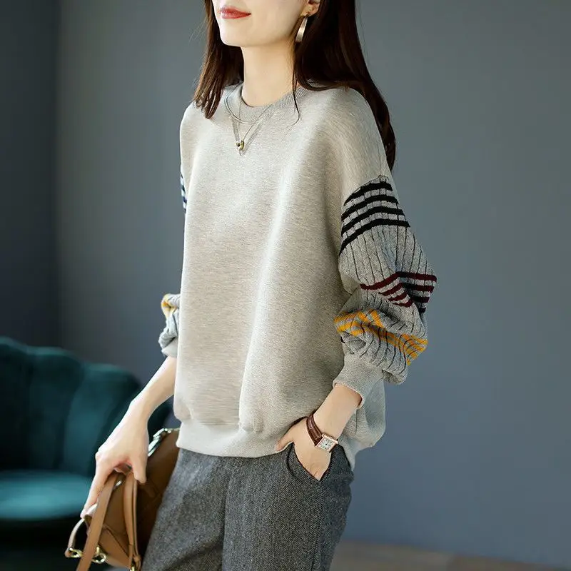 Warm Fce Lined Knitted Print Sweatirt Long Sve round Ne Base irt Winter Casual Comfortable plus Size Women's Top
Warm Fce Lined Knitted Print Sweatirt Long Sve round Ne Base irt Winter Casual Comfortable plus Size Women's Top