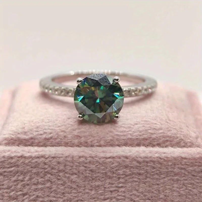 Classic Green Round Cut Moissanite Ring for Women, S925 Sterling Silver Ring, engagement rings for women
Classic Green Round Cut Moissanite Ring for Women, S925 Sterling Silver Ring, engagement rings for women