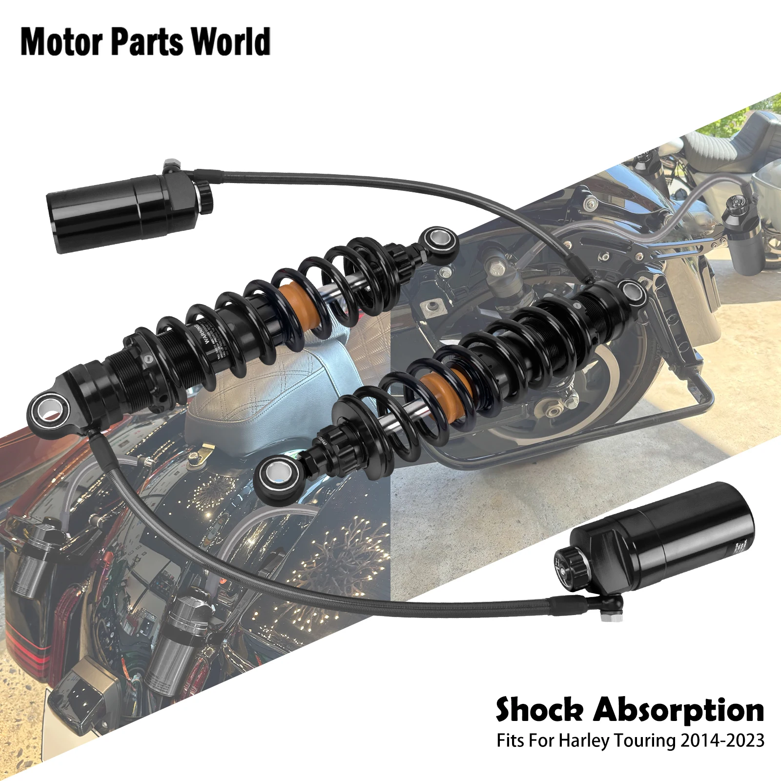 Remote Reservoir Shocks Absorbers Motorcycle Rear Suspension Absorbers For Harley Touring Road Electra Street Glide FLHR 14-Up
Remote Reservoir Shocks Absorbers Motorcycle Rear Suspension Absorbers For Harley Touring Road Electra Street Glide FLHR 14-Up