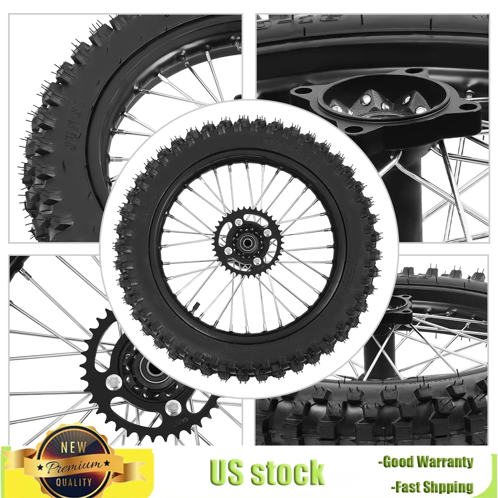 Durable 90/100-16 Rear Tire Rim Wheel & Sprocket Kit for Dirt Pit Bikes-Compatible with TTR125,KX100,CRF100,Apollo 125cc,Taotao
Durable 90/100-16 Rear Tire Rim Wheel & Sprocket Kit for Dirt Pit Bikes-Compatible with TTR125,KX100,CRF100,Apollo 125cc,Taotao