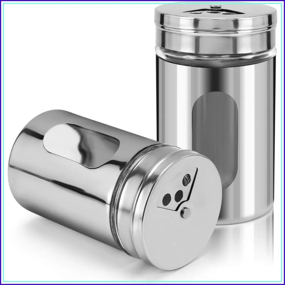 Stainless Steel Salt and Pepper Shakers, Adjustable Pour Holes, Silver, 2-Pack
Stainless Steel Salt and Pepper Shakers, Adjustable Pour Holes, Silver, 2-Pack