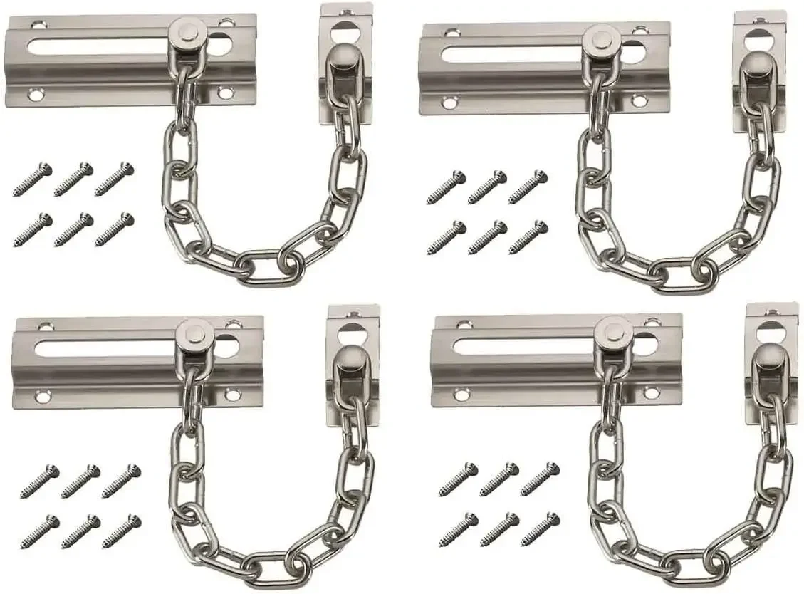 4PCS Door Chain Guard Security Lock for Home Safety, Steel Burglarproof Locks with 6-Inch Chain for Wooden or Metal Doors
4PCS Door Chain Guard Security Lock for Home Safety, Steel Burglarproof Locks with 6-Inch Chain for Wooden or Metal Doors