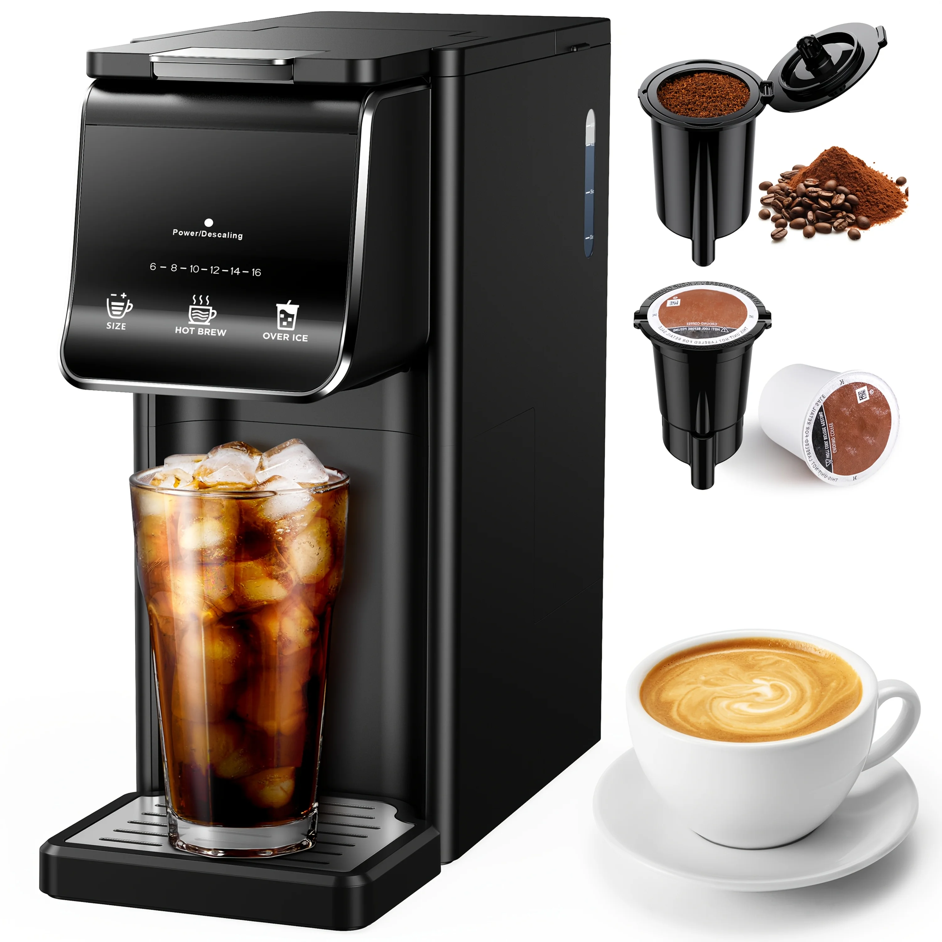 Hot & Iced Coffee Maker, K Cup Coffee Maker, Compatible With K-Cups And Ground Coffee, Single Serve Coffee Machine With Bold Set
Hot & Iced Coffee Maker, K Cup Coffee Maker, Compatible With K-Cups And Ground Coffee, Single Serve Coffee Machine With Bold Set