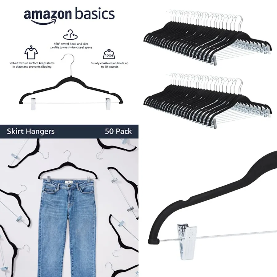 Velvet Non-Slip Skirt Clothes Hangers with Clips, 360 Degree Rotatable Hook, Sturdy Construction, Organize Pants and Skirts, Bl
Velvet Non-Slip Skirt Clothes Hangers with Clips, 360 Degree Rotatable Hook, Sturdy Construction, Organize Pants and Skirts, Bl