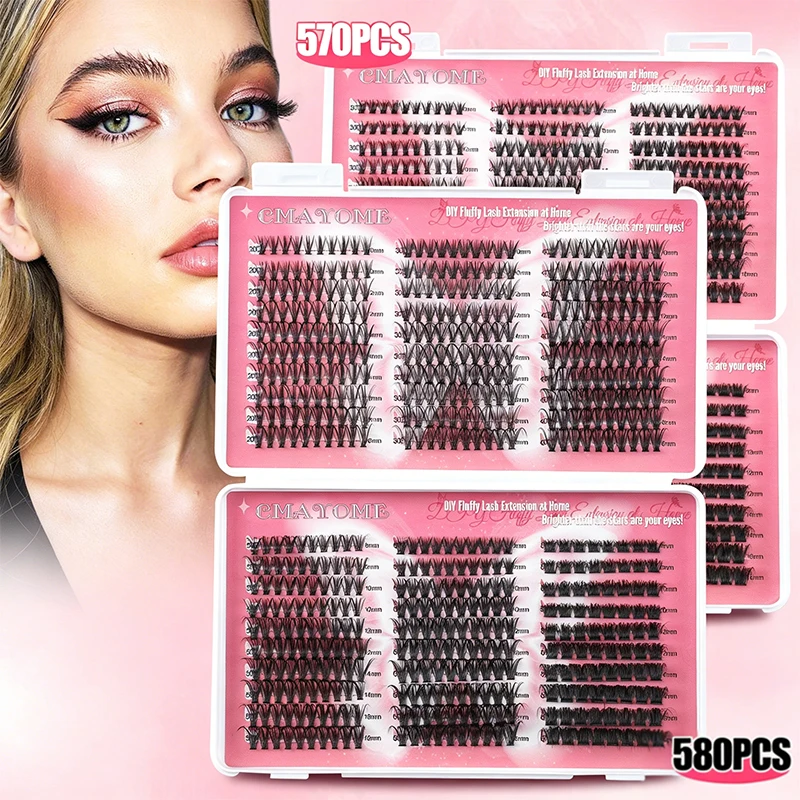 580 Clusters D Curl DIY Lash Extension Kit 20D-100D Natural Thick Lashes Book with Tools for Beginners
580 Clusters D Curl DIY Lash Extension Kit 20D-100D Natural Thick Lashes Book with Tools for Beginners