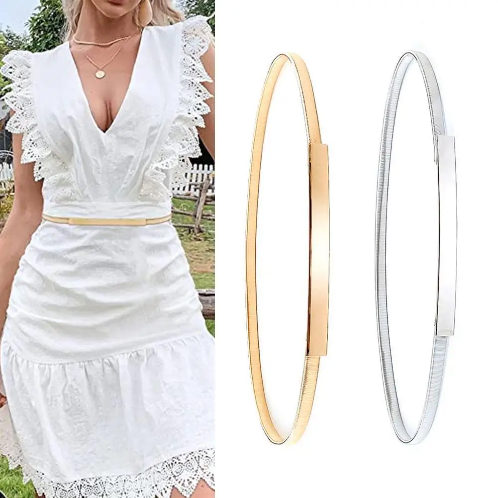 New Fashion Women Skinny Belt Simple Thin Slim Metal Silver Elastic Belt Adjustable Waist Gold Belt Dress Versatile Color H1S1
New Fashion Women Skinny Belt Simple Thin Slim Metal Silver Elastic Belt Adjustable Waist Gold Belt Dress Versatile Color H1S1