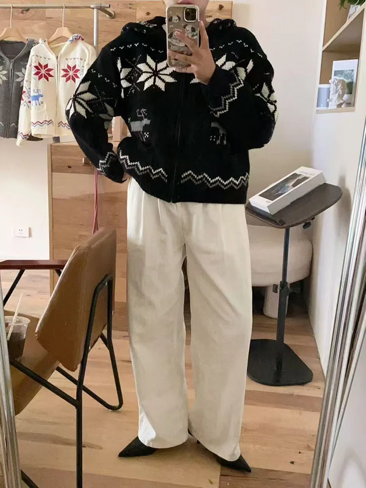 Fashion Christmas Reindeer Print Women's Coats Caual Long Sleeve Wram Soft Sweater Jacket Elegant Zipper Hooded Sweater Cardigan
Fashion Christmas Reindeer Print Women's Coats Caual Long Sleeve Wram Soft Sweater Jacket Elegant Zipper Hooded Sweater Cardigan