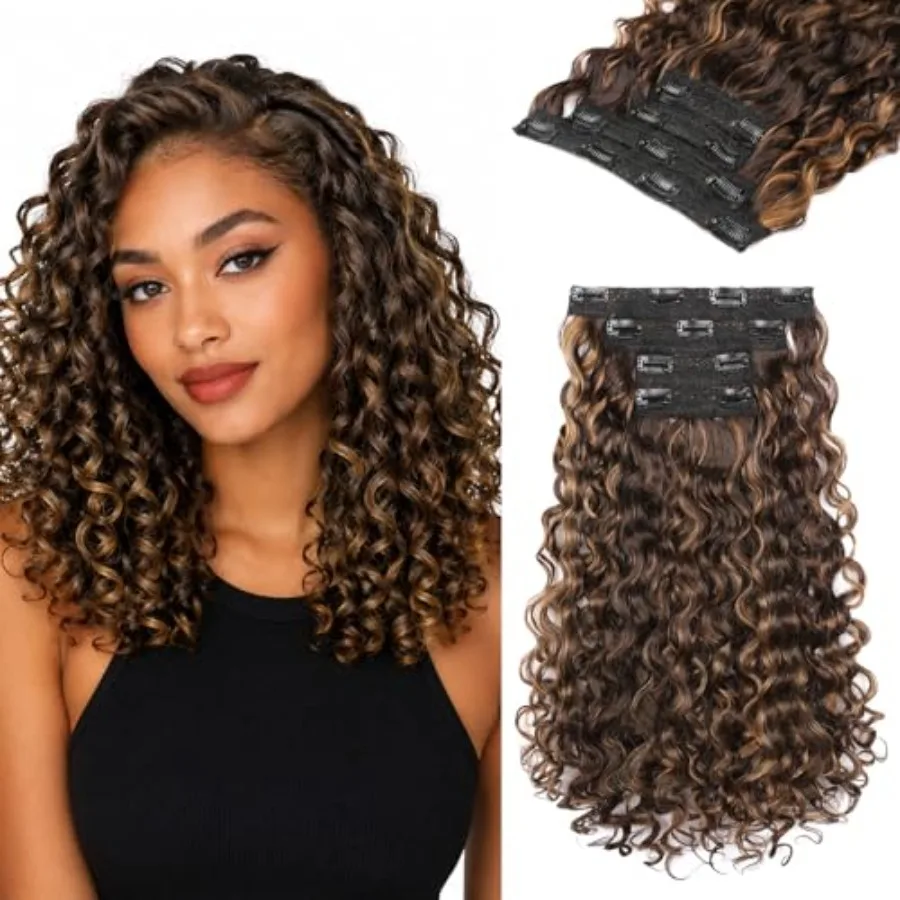 Curly Hair Extensions - 4PCS 10" GoGo Curly Clip in 100% Super Protein Hairpieces with Invisible Lace Weft Silky Soft Natural L
Curly Hair Extensions - 4PCS 10" GoGo Curly Clip in 100% Super Protein Hairpieces with Invisible Lace Weft Silky Soft Natural L