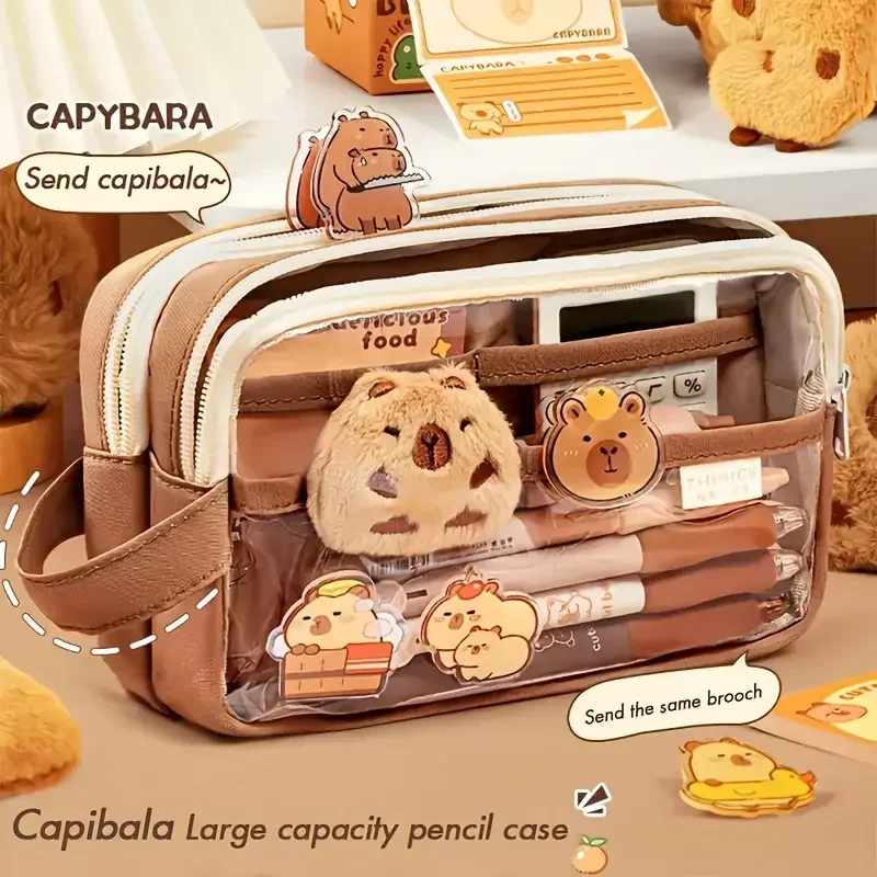Эстетический прозрачный пенал Capybara, большой вместительный пенал, большой вместительный многослойный пенал, милые канцелярские принадлежности на рабочем месте
Эстетический прозрачный пенал Capybara, большой вместительный пенал, большой вместительный многослойный пенал, милые канцелярские принадлежности на рабочем месте